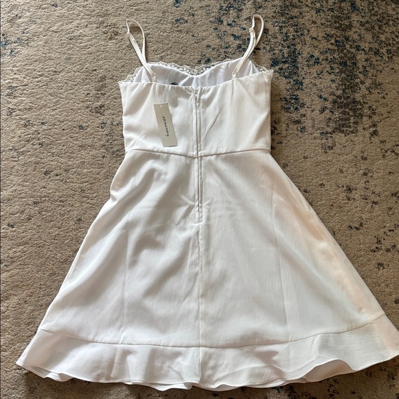 Francesca’s White Lace Trim Wrap Dress - Picture 2 of 5